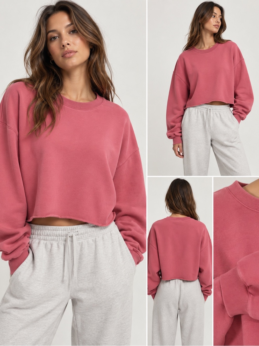 356. Aritzia Tna pink boyfriend cropped oversized sweatshirt
